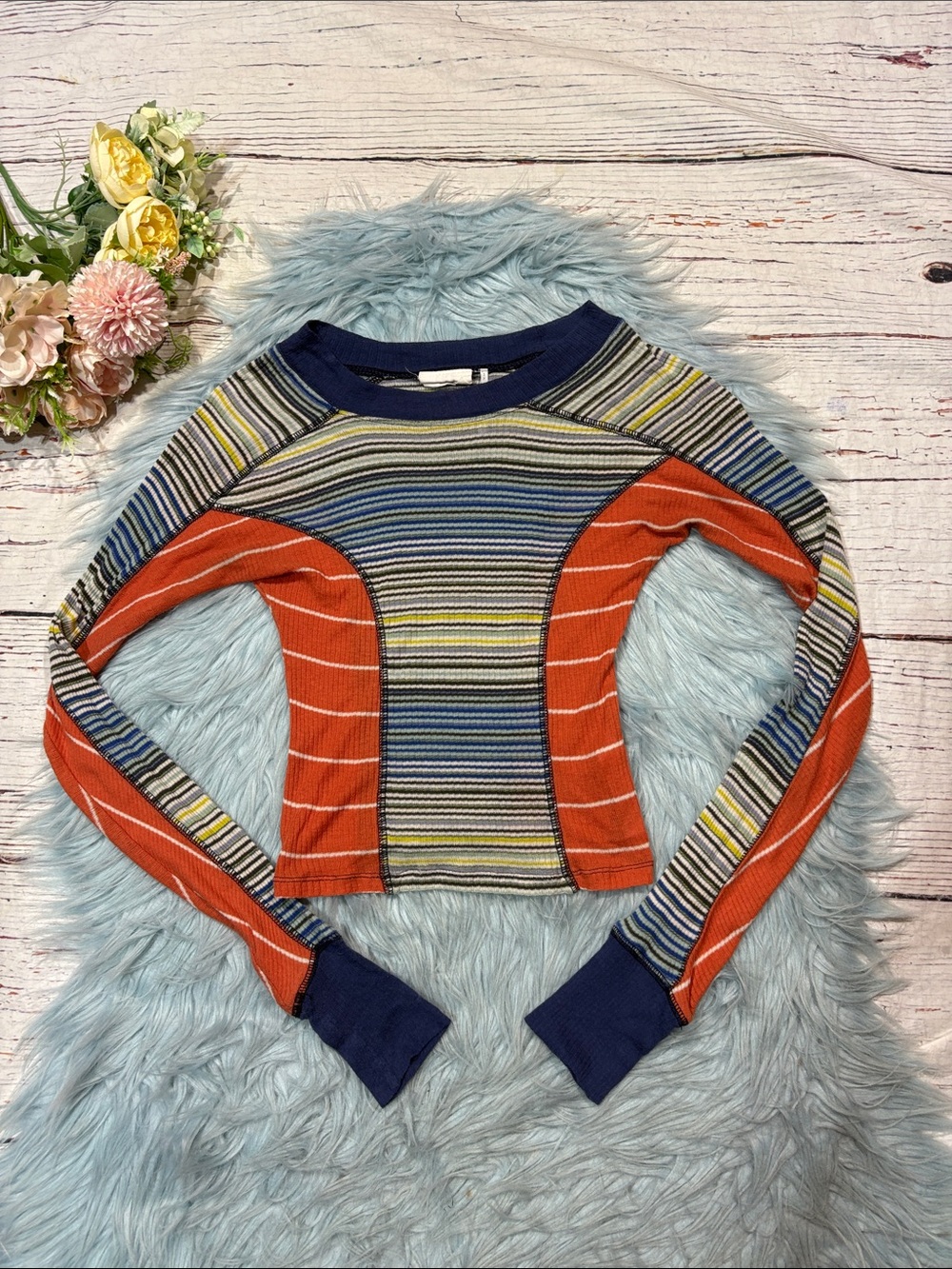 Urban Outfitters Out from Under Striped Boatneck Rustic Fall Long Sleeve Top